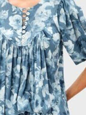 eShakti Wayward Fancies Floral Print Elastic Smocked Blouse – 3X/26W